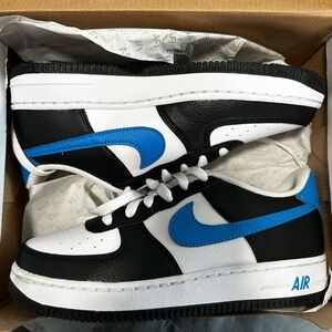 Brand new never worn Nike Air Force 1 Black and Blue Sneakers